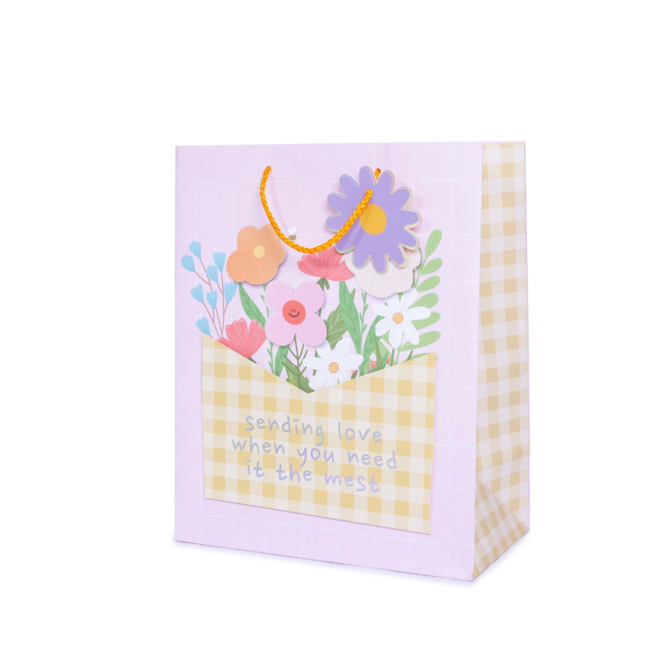 Sarkap Home Özel Tasarım Desenli Hediyelik Karton Çanta SarıSaksı