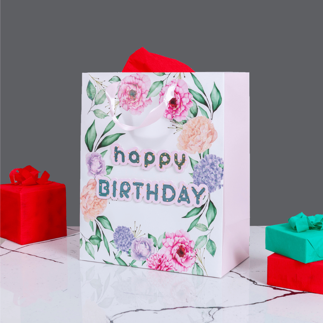 Sarkap Home Özel Tasarım Desenli Hediyelik Karton Çanta Çiçekli