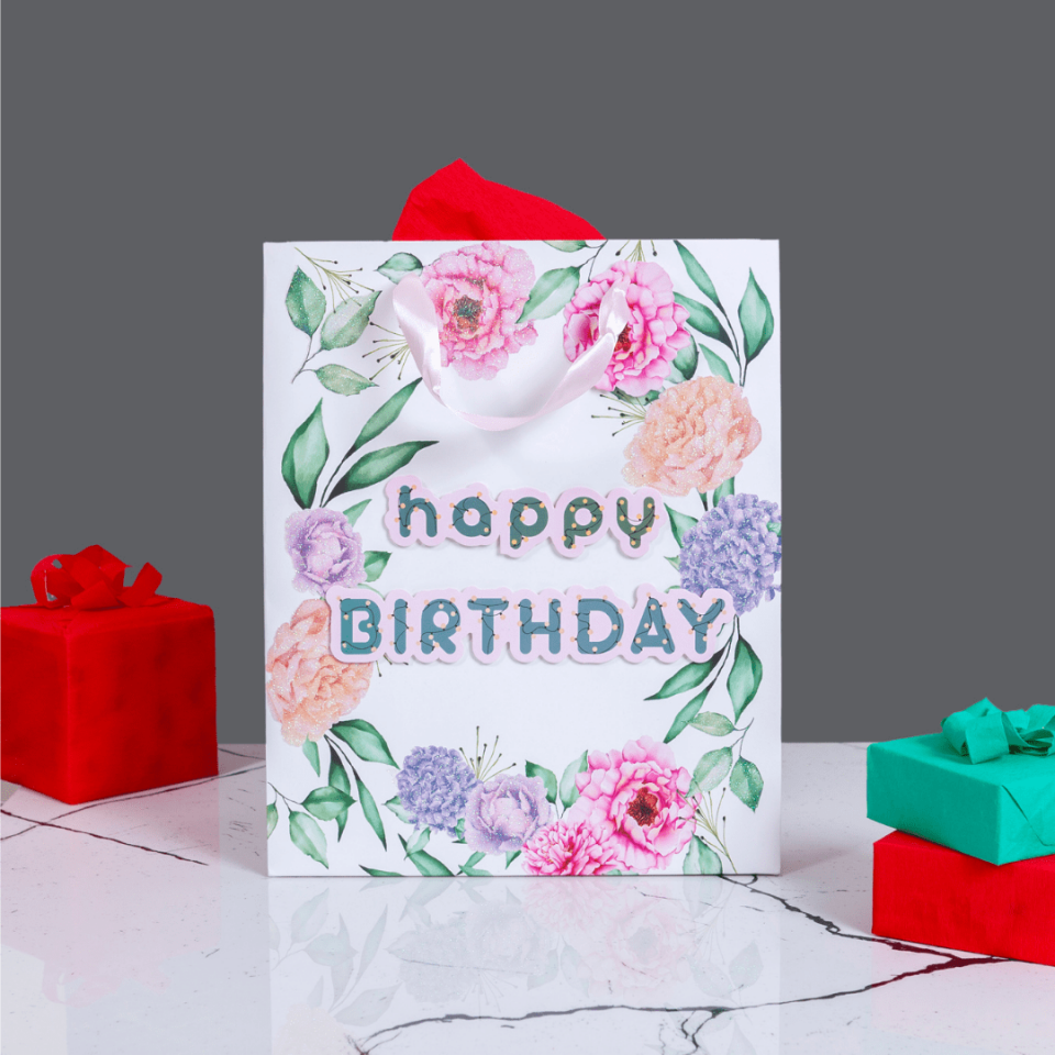 Sarkap Home Özel Tasarım Desenli Hediyelik Karton Çanta Çiçekli