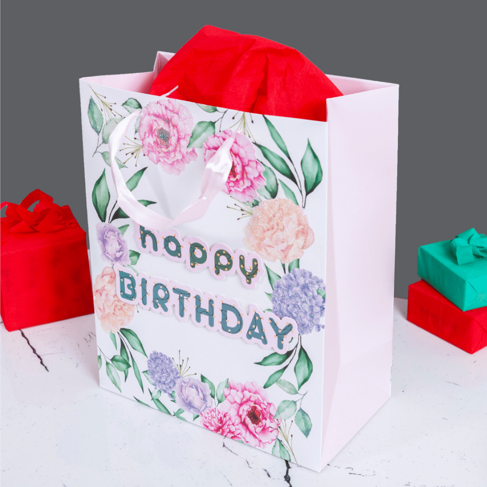 Sarkap Home Özel Tasarım Desenli Hediyelik Karton Çanta Çiçekli