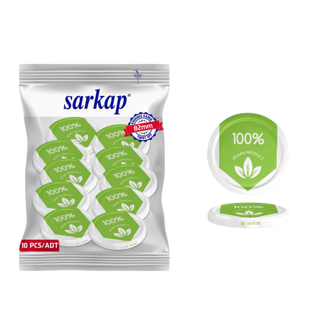 Hijyenik Paketli 10 Adet Kavanoz Kapağı – Vegan Model - 82mm