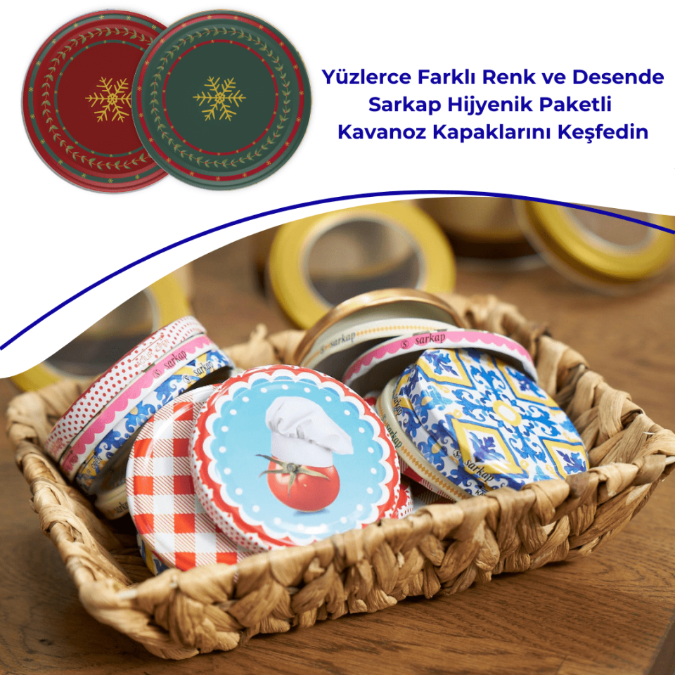 Hijyenik Paketli 10 Adet Kavanoz Kapağı Yeni Yıl Serisi 82 mm WishesYeşil