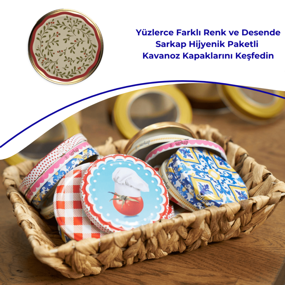 Hijyenik Paketli 10 Adet Kavanoz Kapağı Yeni Yıl Serisi 82 mm Kokina