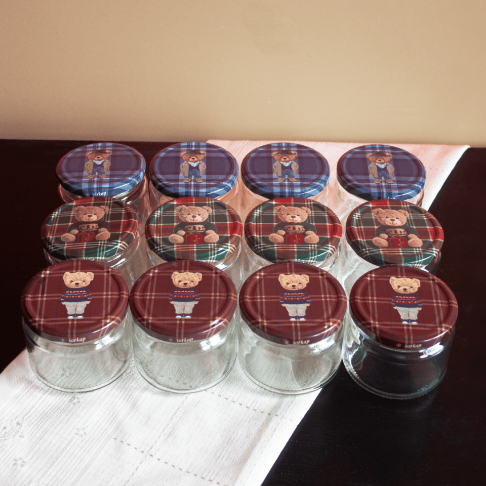 Sarkap Home 12'li 300 ml Kapaklı Kavanoz Seti TeddyBear