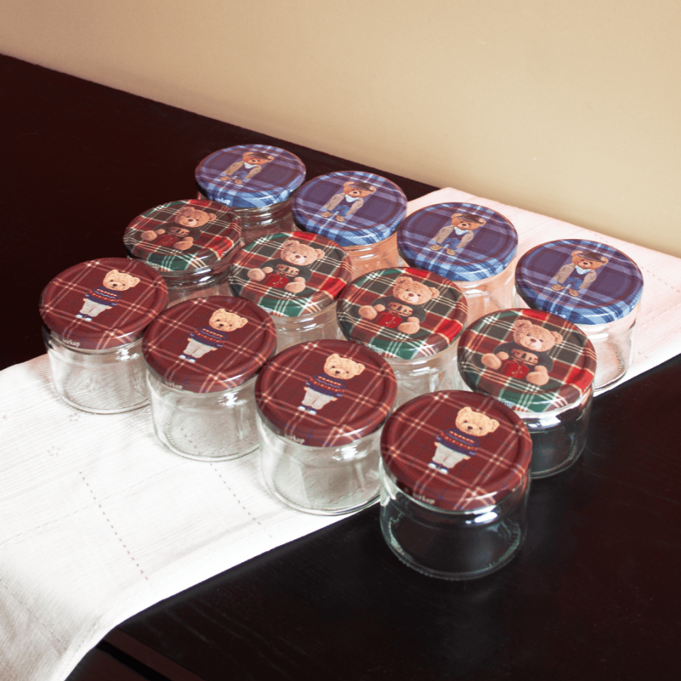 Sarkap Home 12'li 300 ml Kapaklı Kavanoz Seti TeddyBear