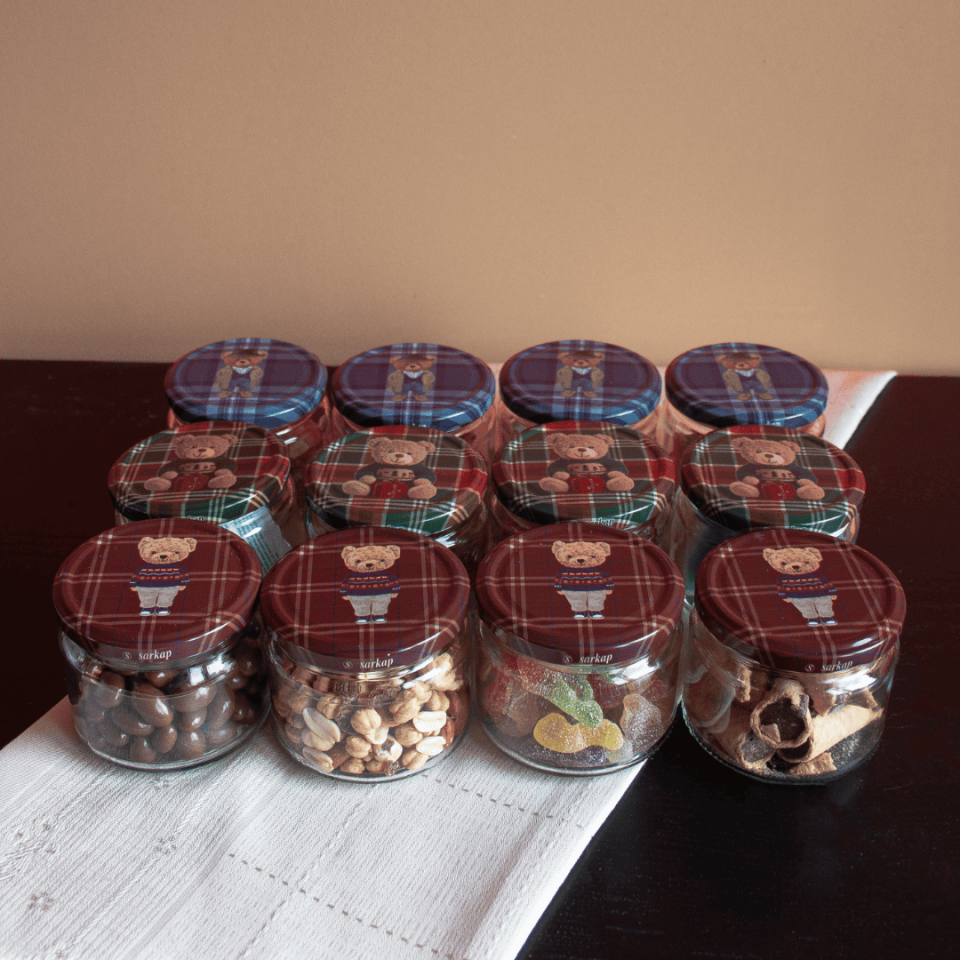 Sarkap Home 12'li 300 ml Kapaklı Kavanoz Seti TeddyBear