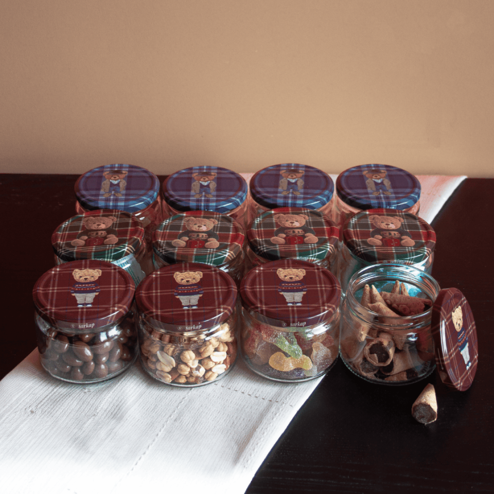 Sarkap Home 12'li 300 ml Kapaklı Kavanoz Seti TeddyBear