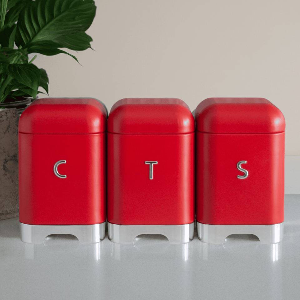 Sarkap Home 3'lü Galvaniz Metal Saklama Kutusu Seti Kırmızı