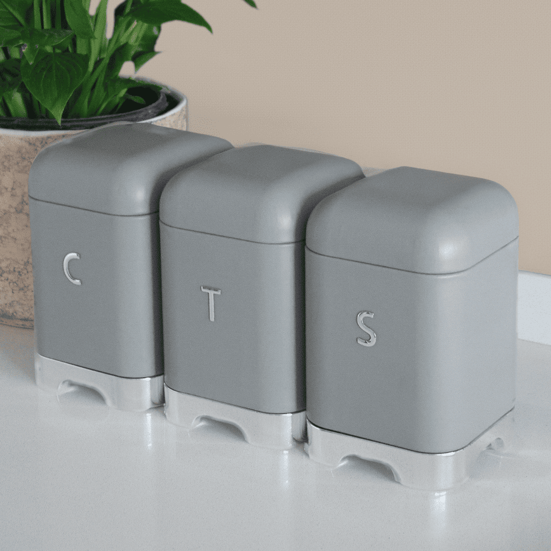 Sarkap Home 3'lü Galvaniz Metal Saklama Kutusu Seti Gri