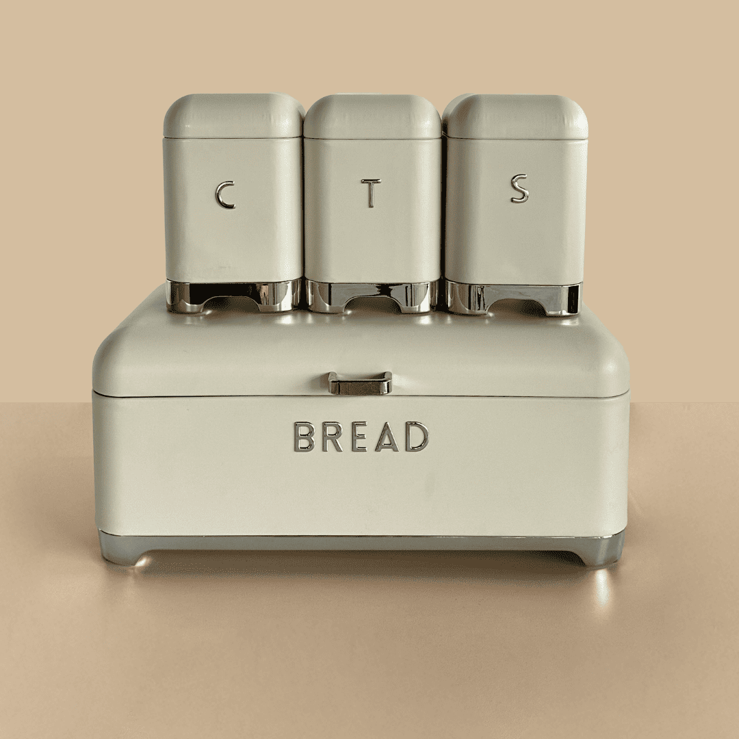 Sarkap Home Galvaniz Set-15,8L Büyük Boy Bread Ekmeklik & 1L 3'lü Tea Coffee Sugar Saklama Kutusu