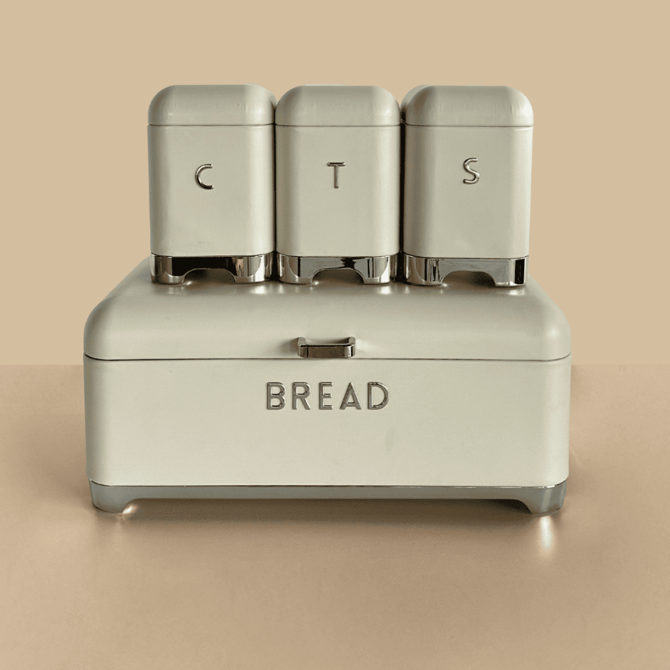 Sarkap Home Galvaniz Set-15,8L Büyük Boy Bread Ekmeklik & 1L 3'lü Tea Coffee Sugar Saklama Kutusu
