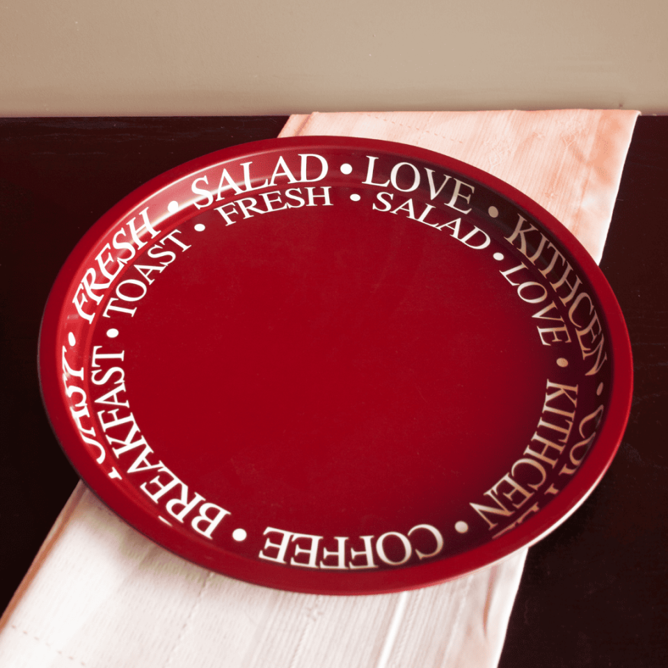 Sarkap Home Dekoratif Metal Tepsi LessSeri-Kırmızı