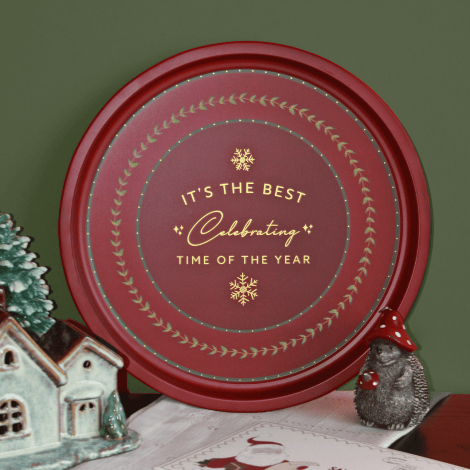 Sarkap Home Desenli Dekoratif Metal Tepsi - Happy New Year BordoWishes