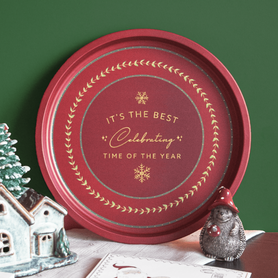 Sarkap Home Desenli Dekoratif Metal Tepsi - Happy New Year BordoWishes