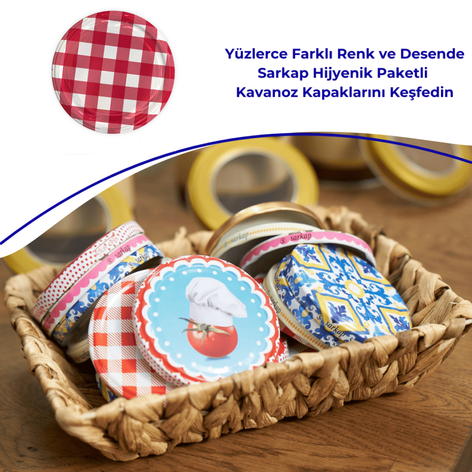 Hijyenik Paketli 10 adet Kavanoz Kapağı – Mat Ekose – 82 mm Kırmızı