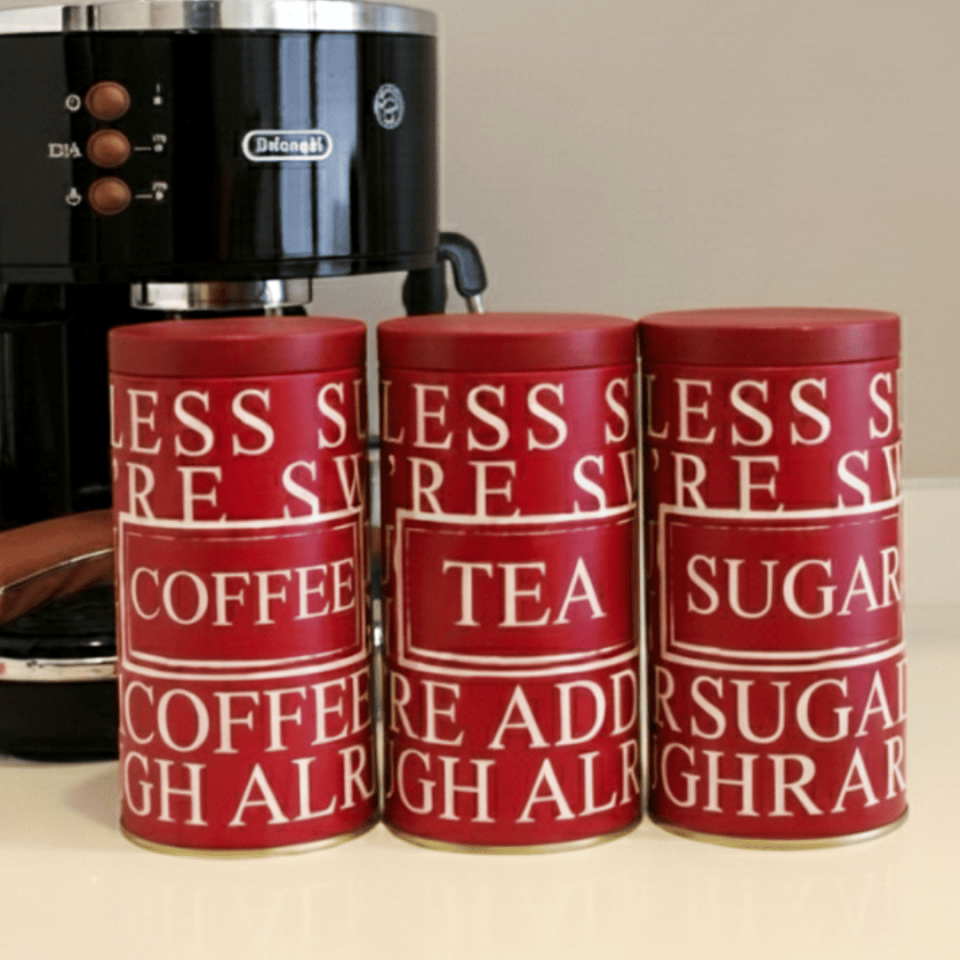 Vakumlu Kapaklı 3'lü Metal Saklama Kabı Seti LessSeri-Kırmızı