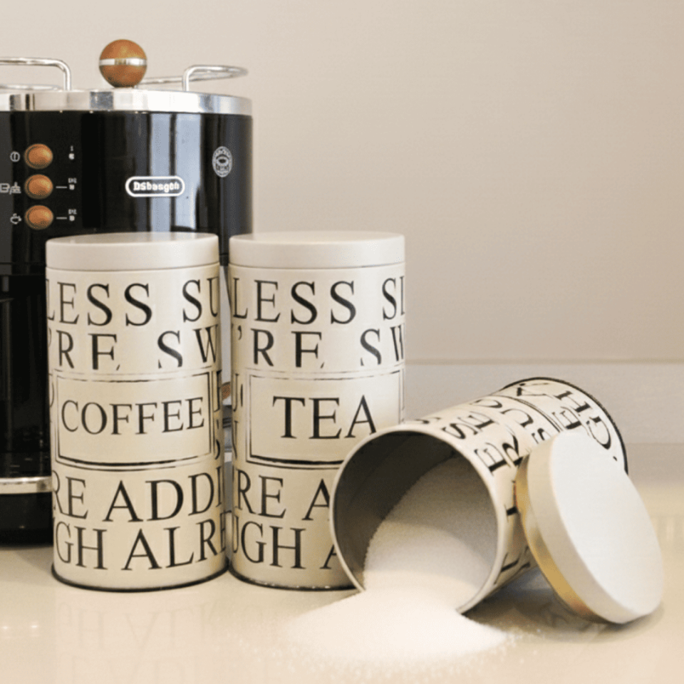 Vakumlu Kapaklı 3'lü Metal Saklama Kabı Seti LessSeri-Krem