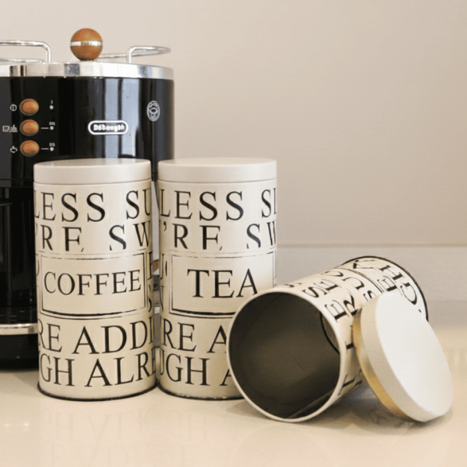 Vakumlu Kapaklı 3'lü Metal Saklama Kabı Seti LessSeri-Krem