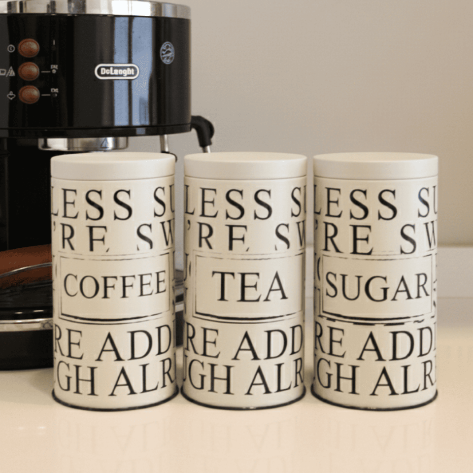 Vakumlu Kapaklı 3'lü Metal Saklama Kabı Seti LessSeri-Krem