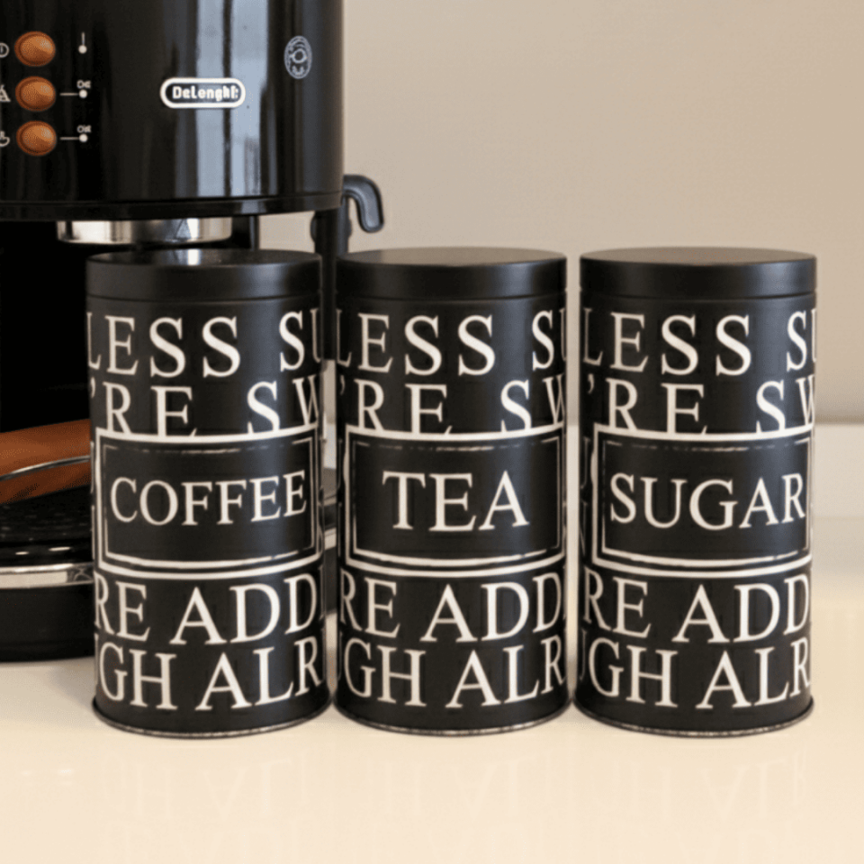 Vakumlu Kapaklı 3'lü Metal Saklama Kabı Seti LessSeri-Siyah