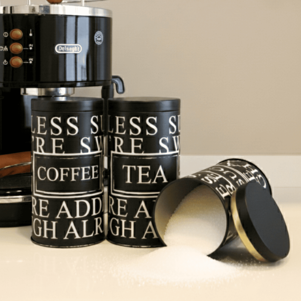 Vakumlu Kapaklı 3'lü Metal Saklama Kabı Seti LessSeri-Siyah