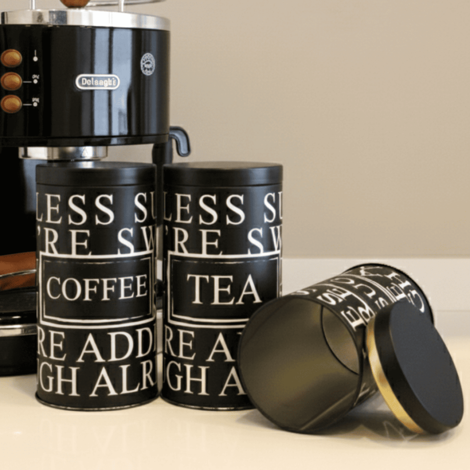 Vakumlu Kapaklı 3'lü Metal Saklama Kabı Seti LessSeri-Siyah