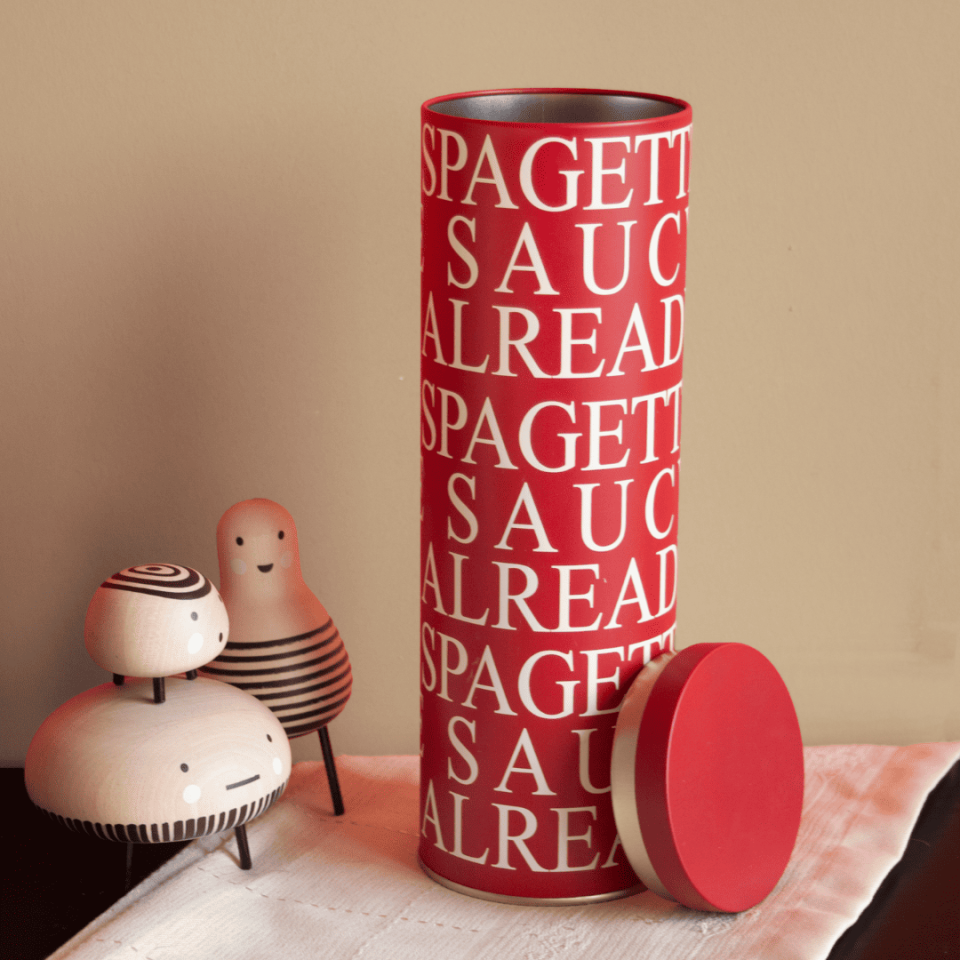 Sarkap Home Spaghetti Seri Uzun Yuvarlak Metal Kutu LessSeri-Kırmızı