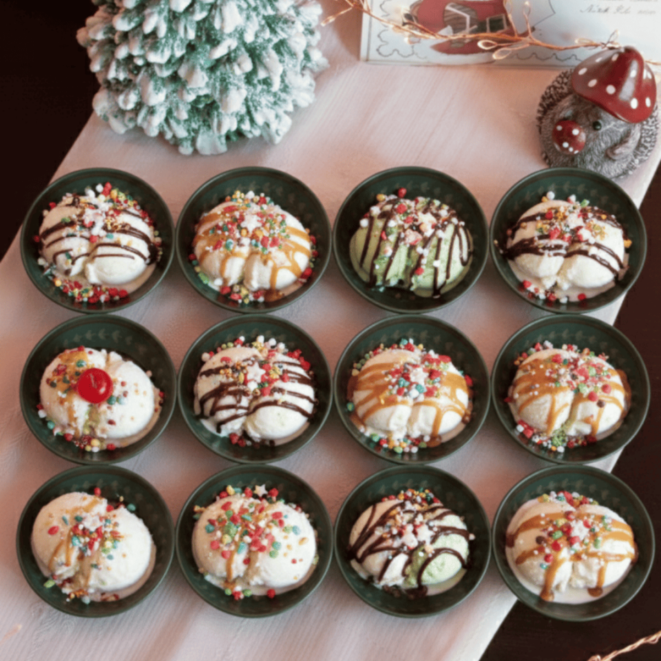 Sarkap Home 10 cm Çap, 3.2 cm Yükseklik 12'li Dondurmalık ve Çerezlik Seti BestWishesYeşil