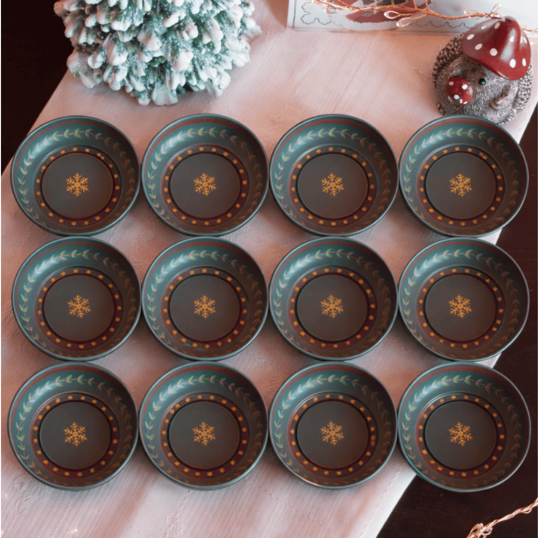 Sarkap Home 10 cm Çap, 3.2 cm Yükseklik 12'li Dondurmalık ve Çerezlik Seti BestWishesYeşil