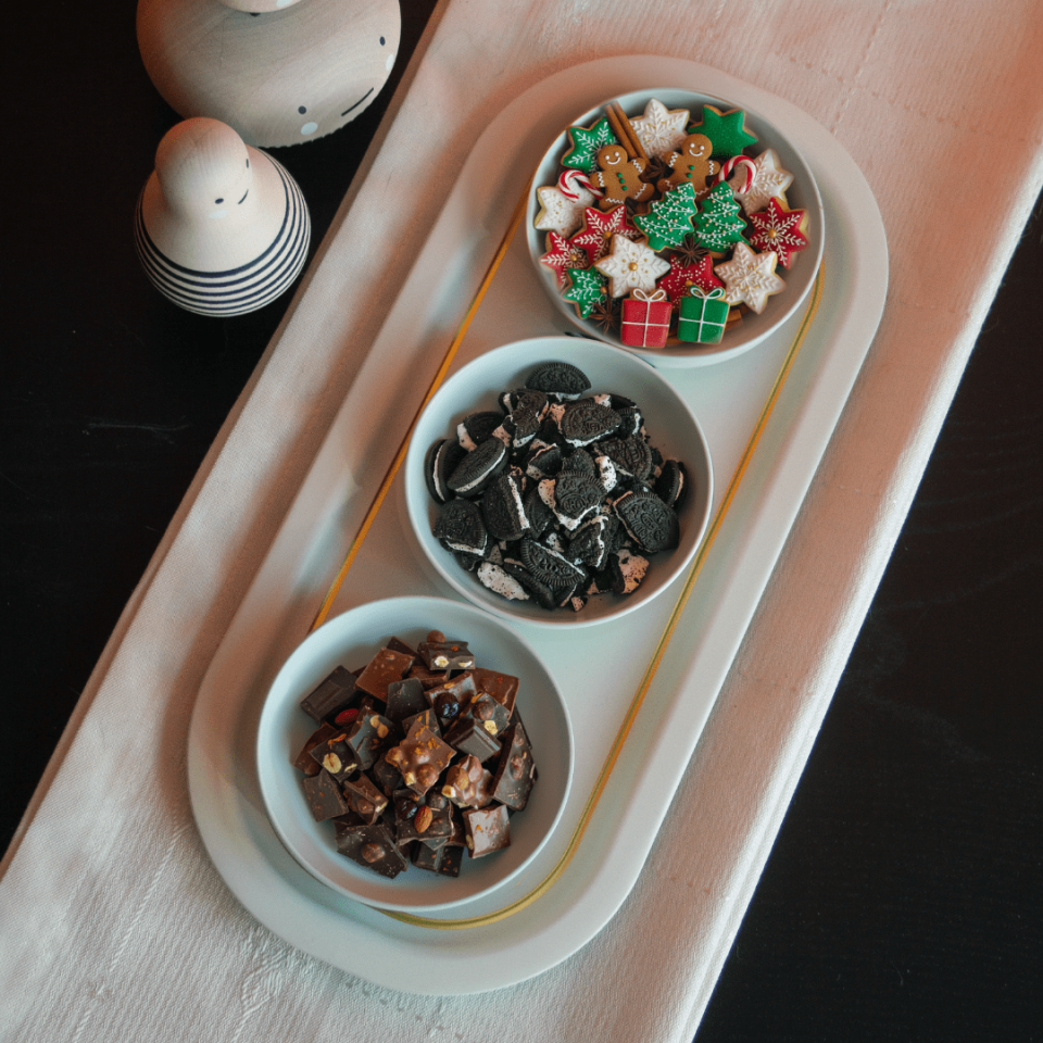 Sarkap Home 3'lü Çerezlik ve Sunumluk Tepsi Seti Krem