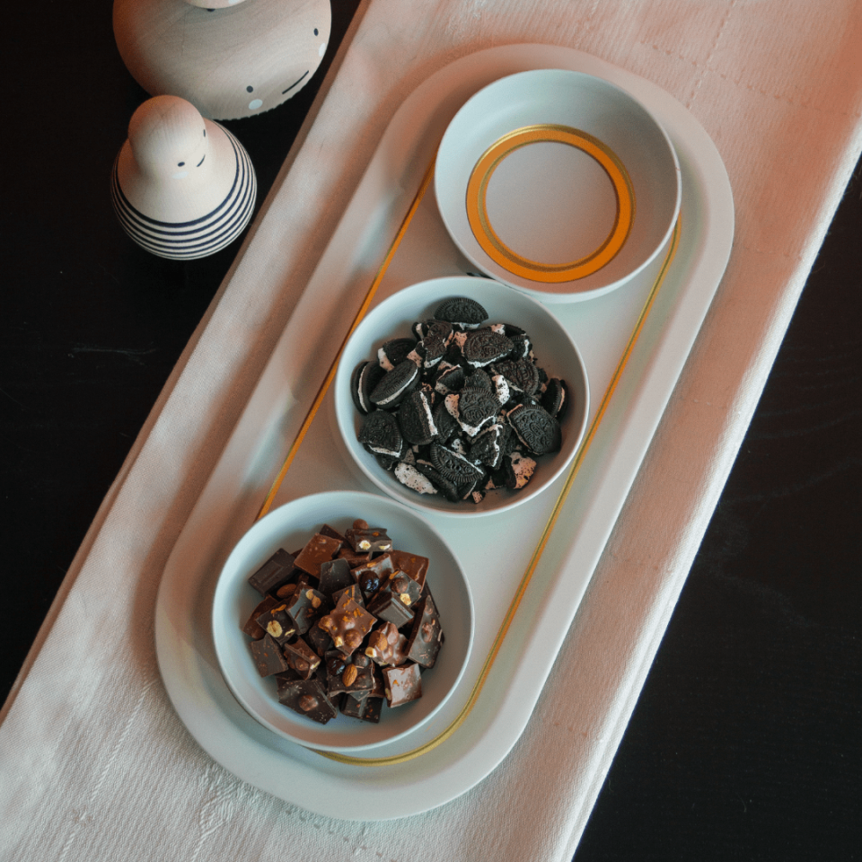 Sarkap Home 3'lü Çerezlik ve Sunumluk Tepsi Seti Krem