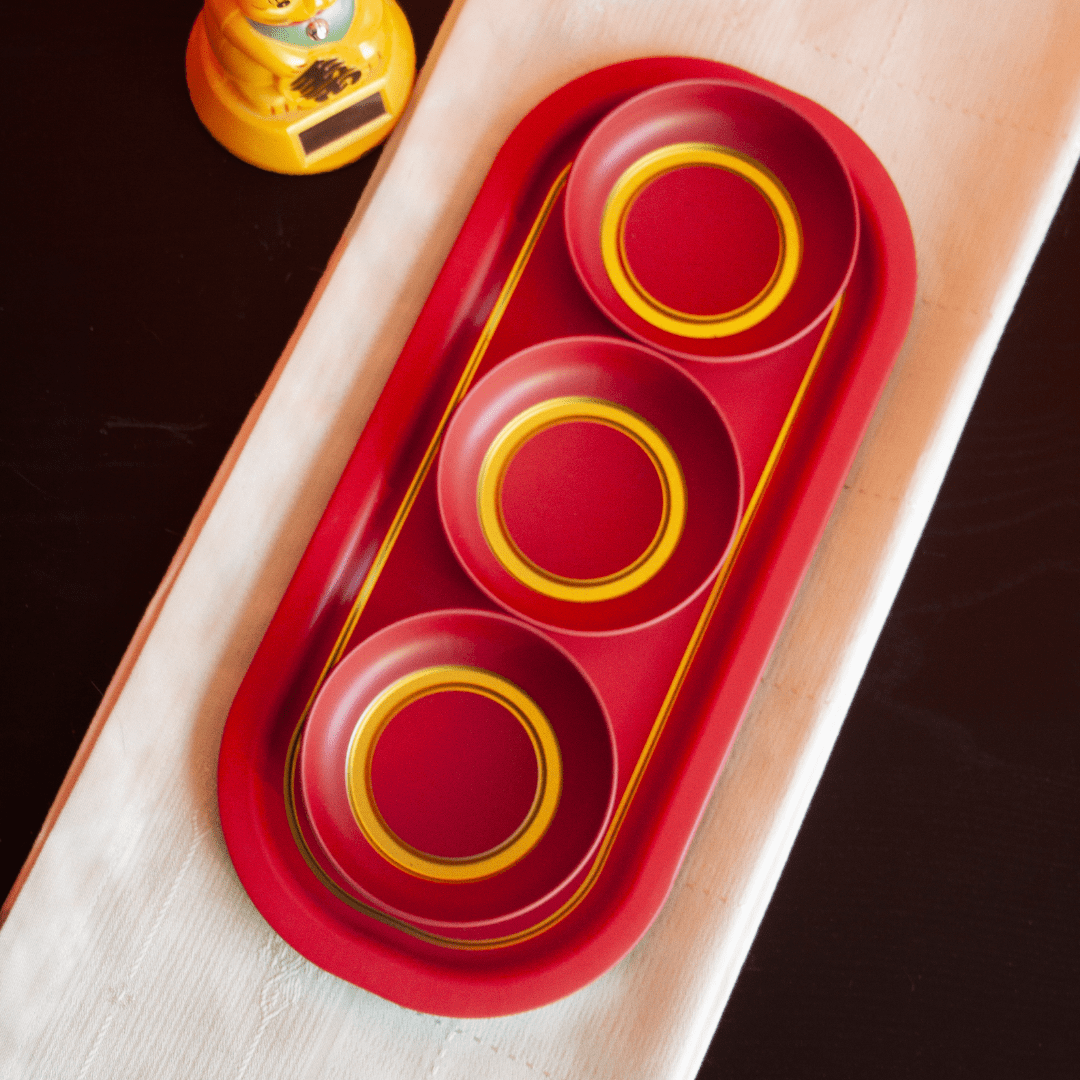 Sarkap Home 3'lü Çerezlik ve Sunumluk Tepsi Seti Kırmızı