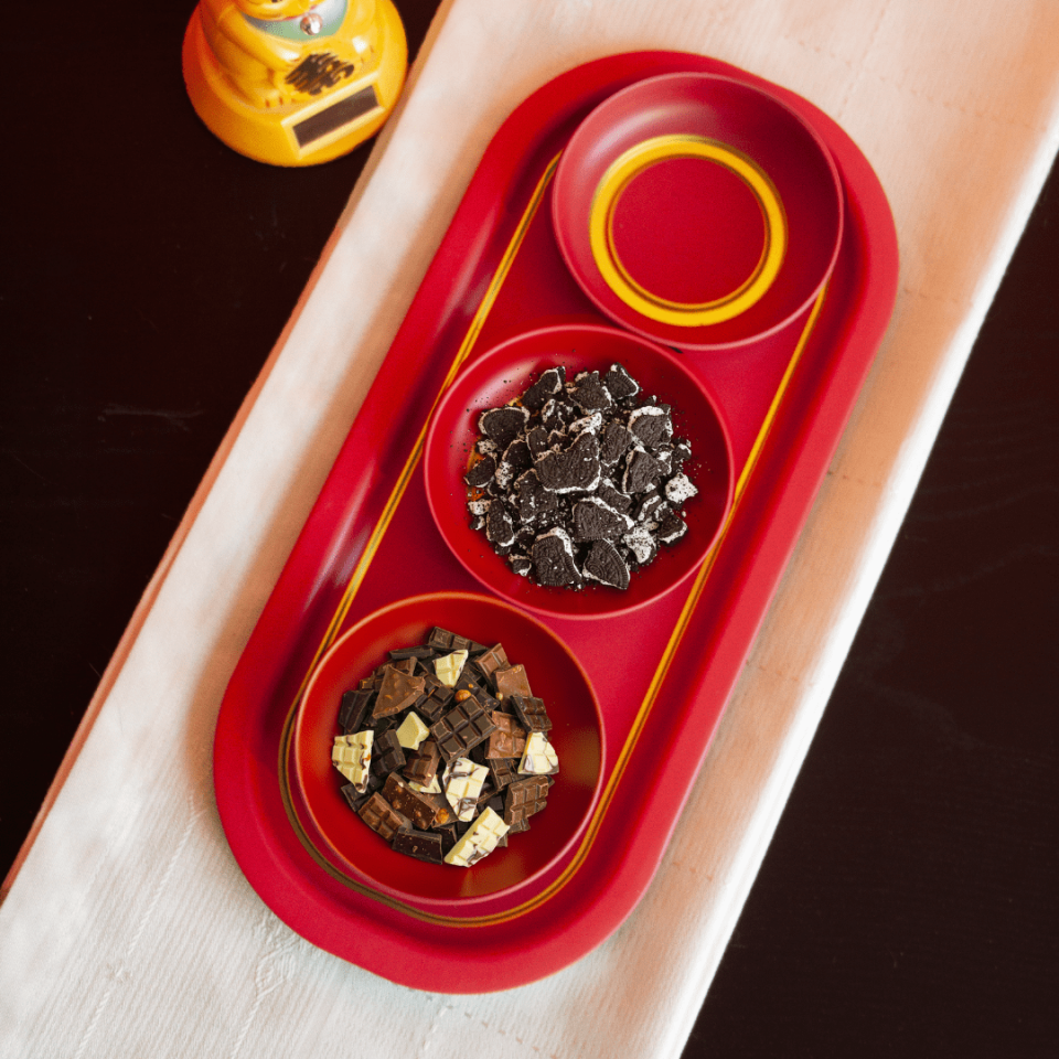 Sarkap Home 3'lü Çerezlik ve Sunumluk Tepsi Seti Kırmızı