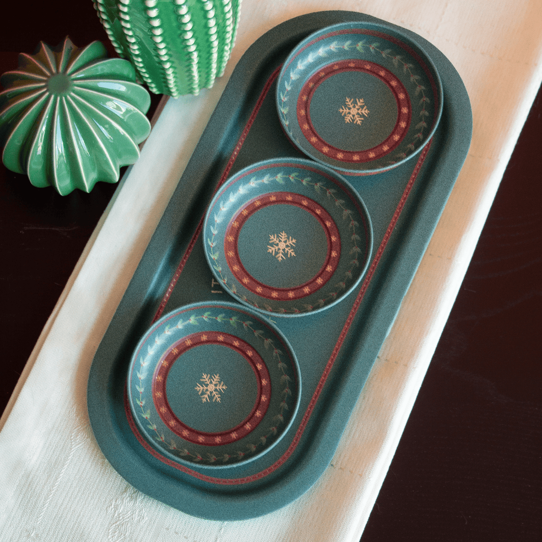 Sarkap Home 3'lü Çerezlik ve Sunumluk Tepsi Seti YeşilWsihes