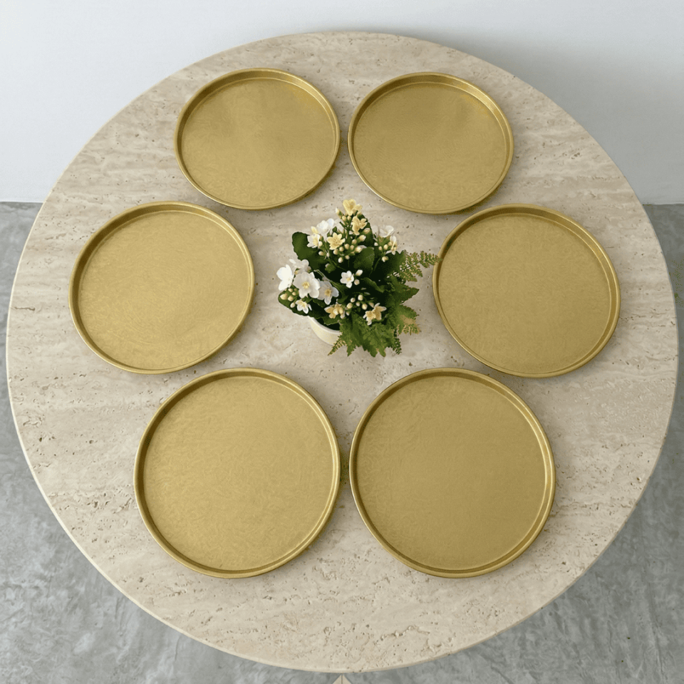 Sarkap Home 24 cm 6'lı Yuvarlak Sunumluk Tepsi - Gold