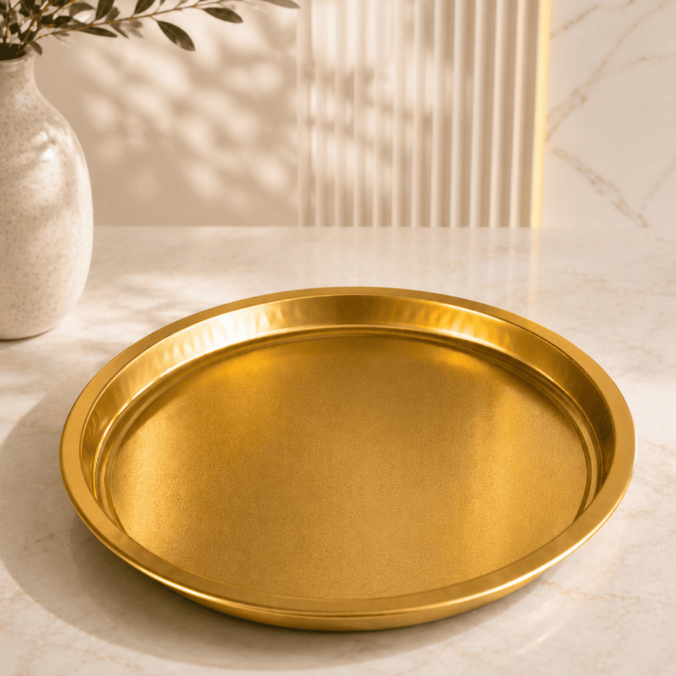 Sarkap Home 34 cm Kalın Servis Tepsisi - Gold