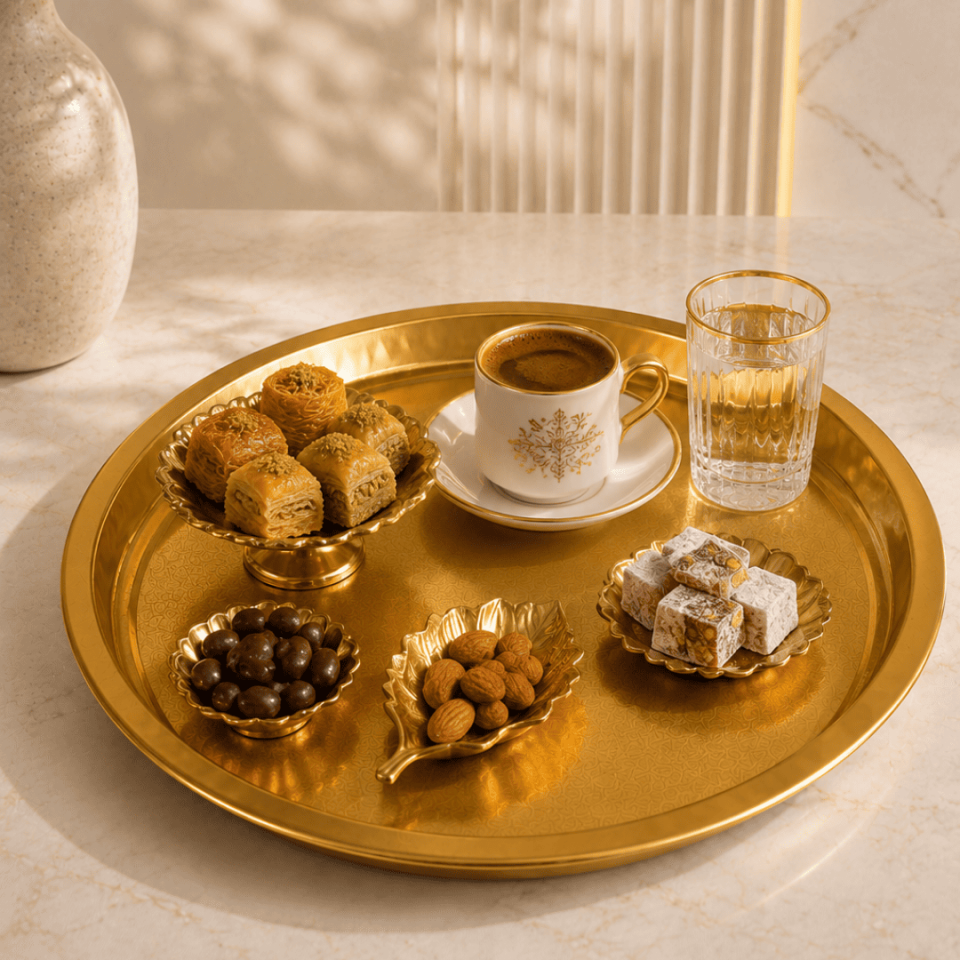 Sarkap Home 34 cm Kalın Servis Tepsisi - Gold