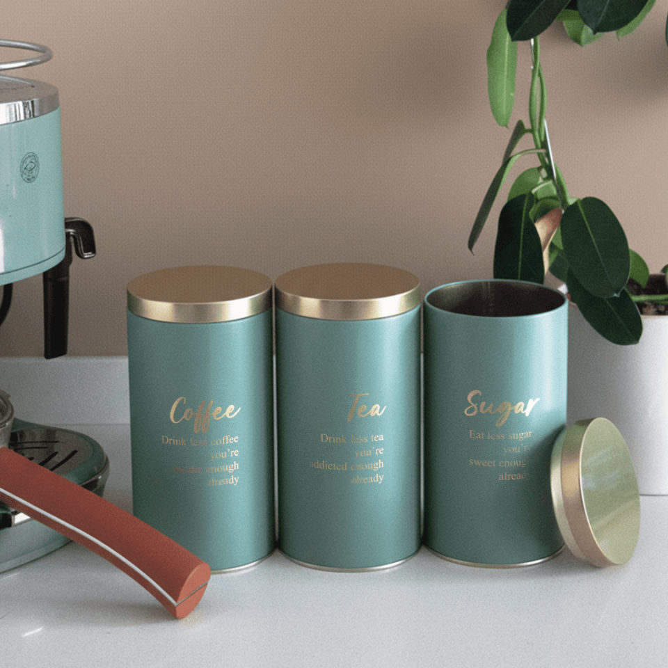 Vakumlu Kapaklı 3'lü Metal Saklama Kabı Seti