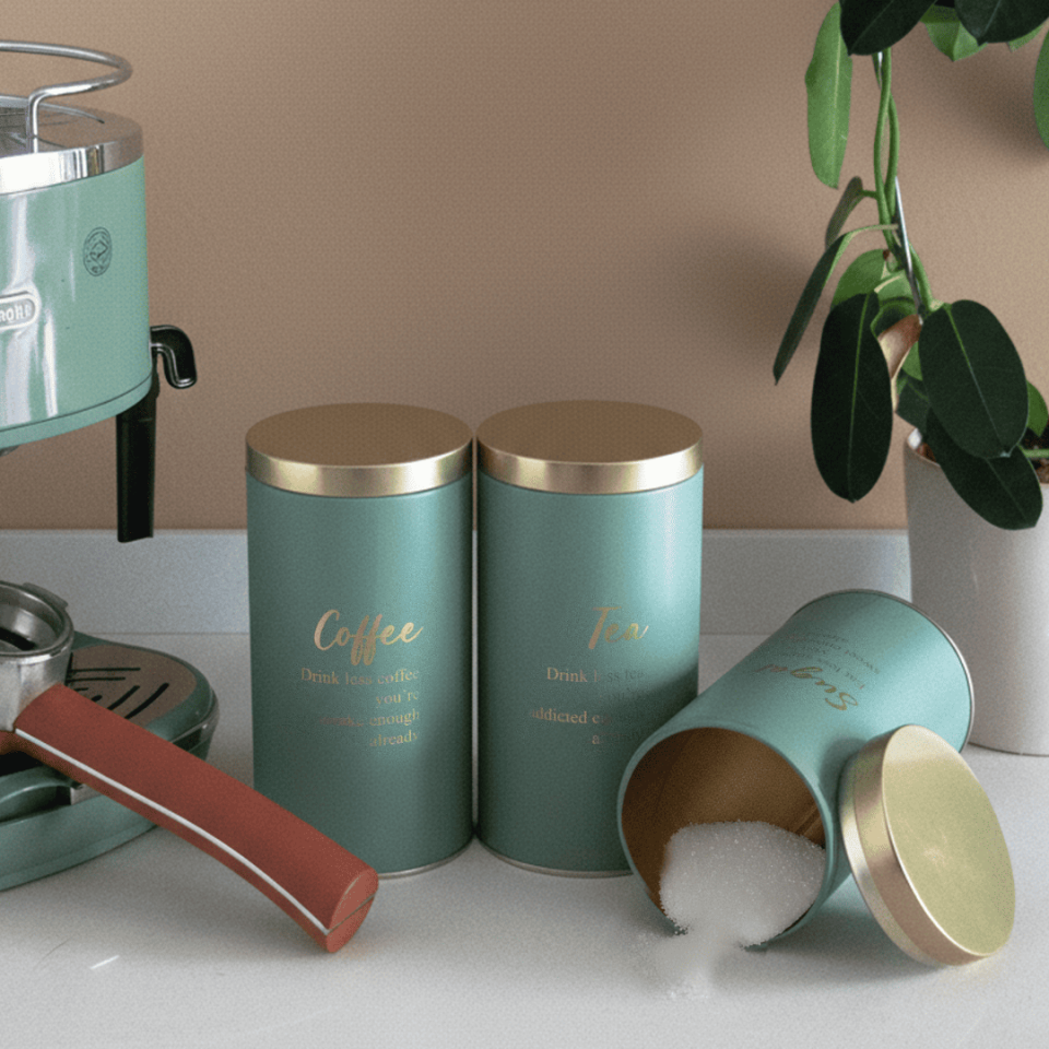 Vakumlu Kapaklı 3'lü Metal Saklama Kabı Seti