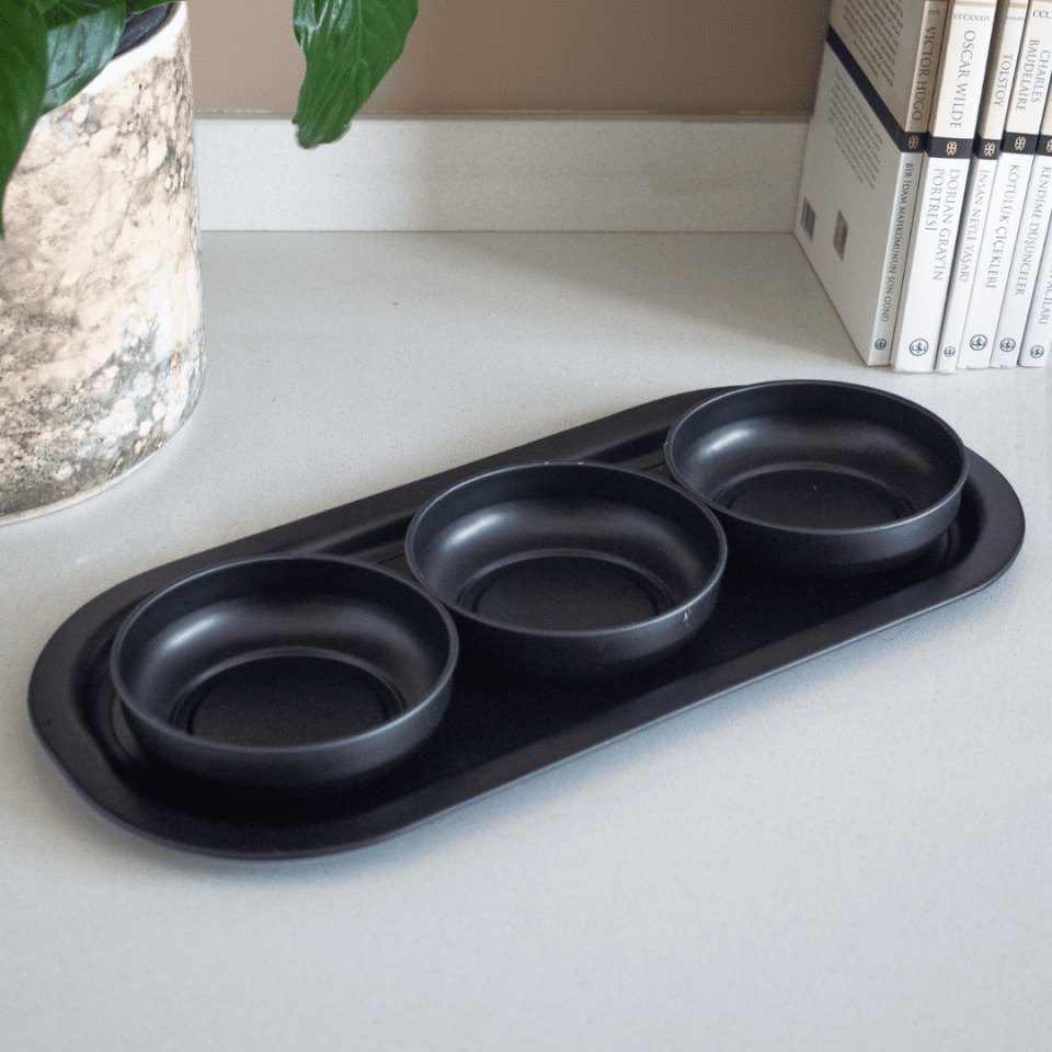 Sarkap Home 3'lü Çerezlik ve Sunumluk Tepsi Seti