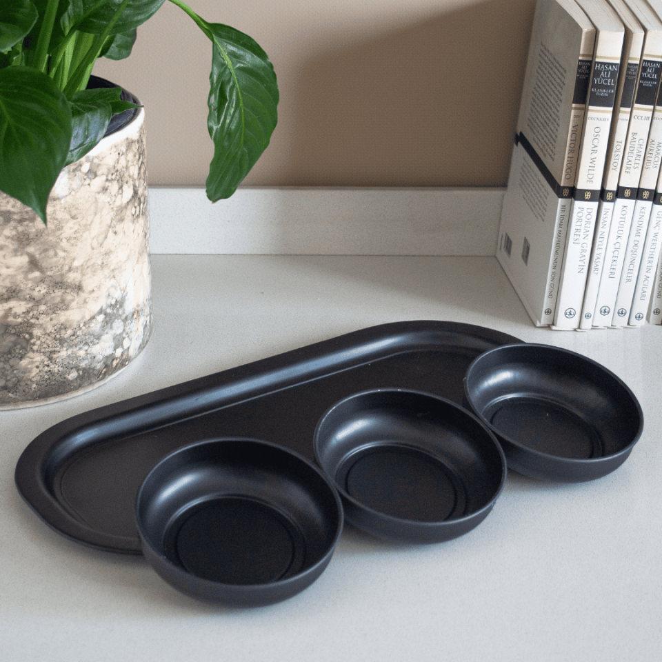 Sarkap Home 3'lü Çerezlik ve Sunumluk Tepsi Seti