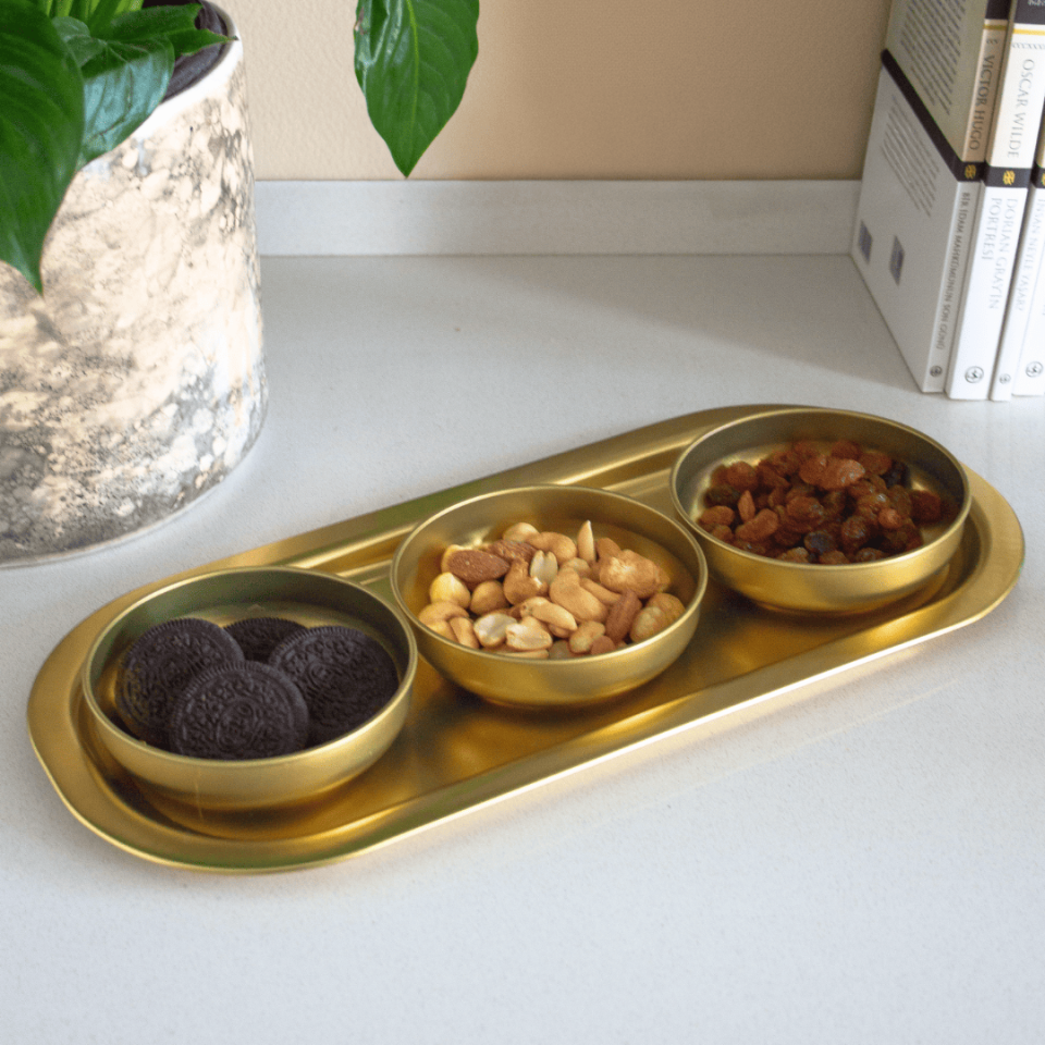 Sarkap Home 3'lü Çerezlik ve Sunumluk Tepsi Seti