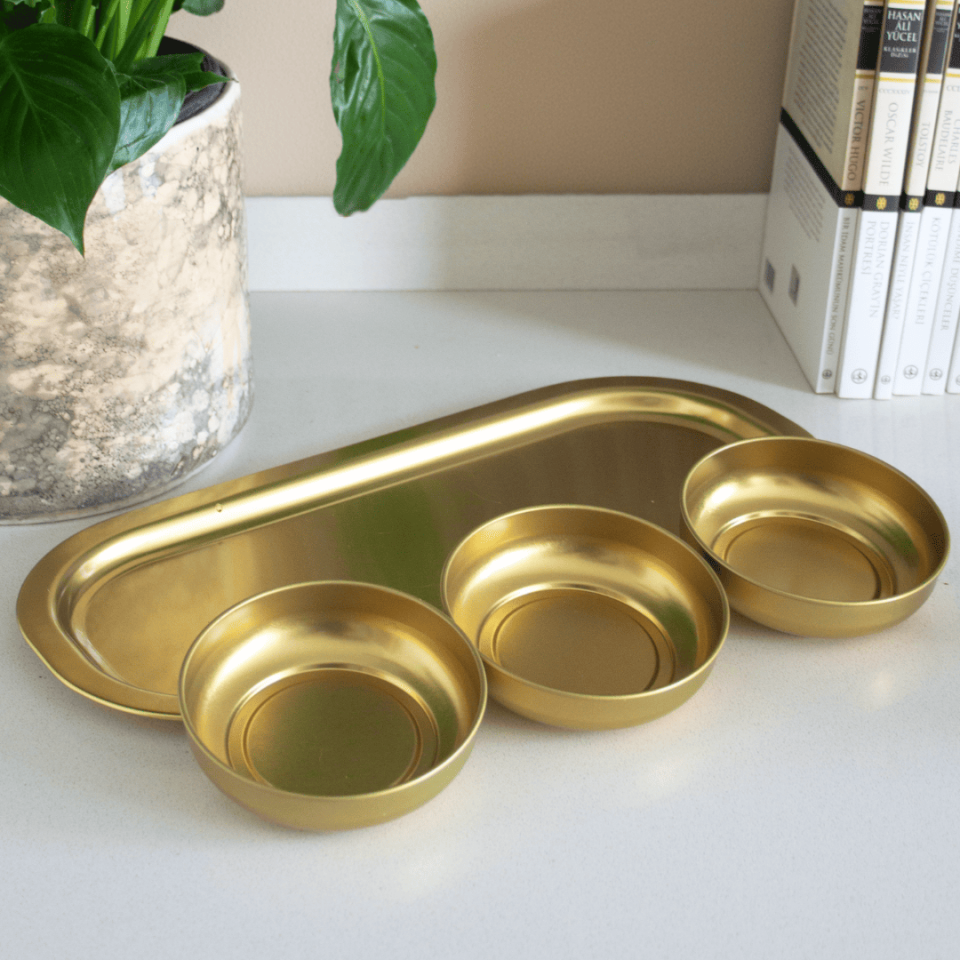 Sarkap Home 3'lü Çerezlik ve Sunumluk Tepsi Seti