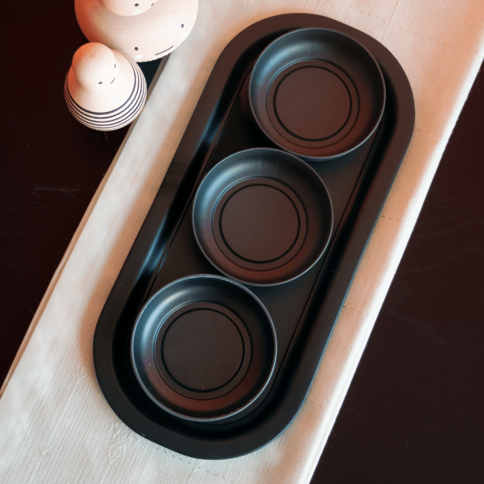 Sarkap Home 3'lü Çerezlik ve Sunumluk Tepsi Seti MatSiyah