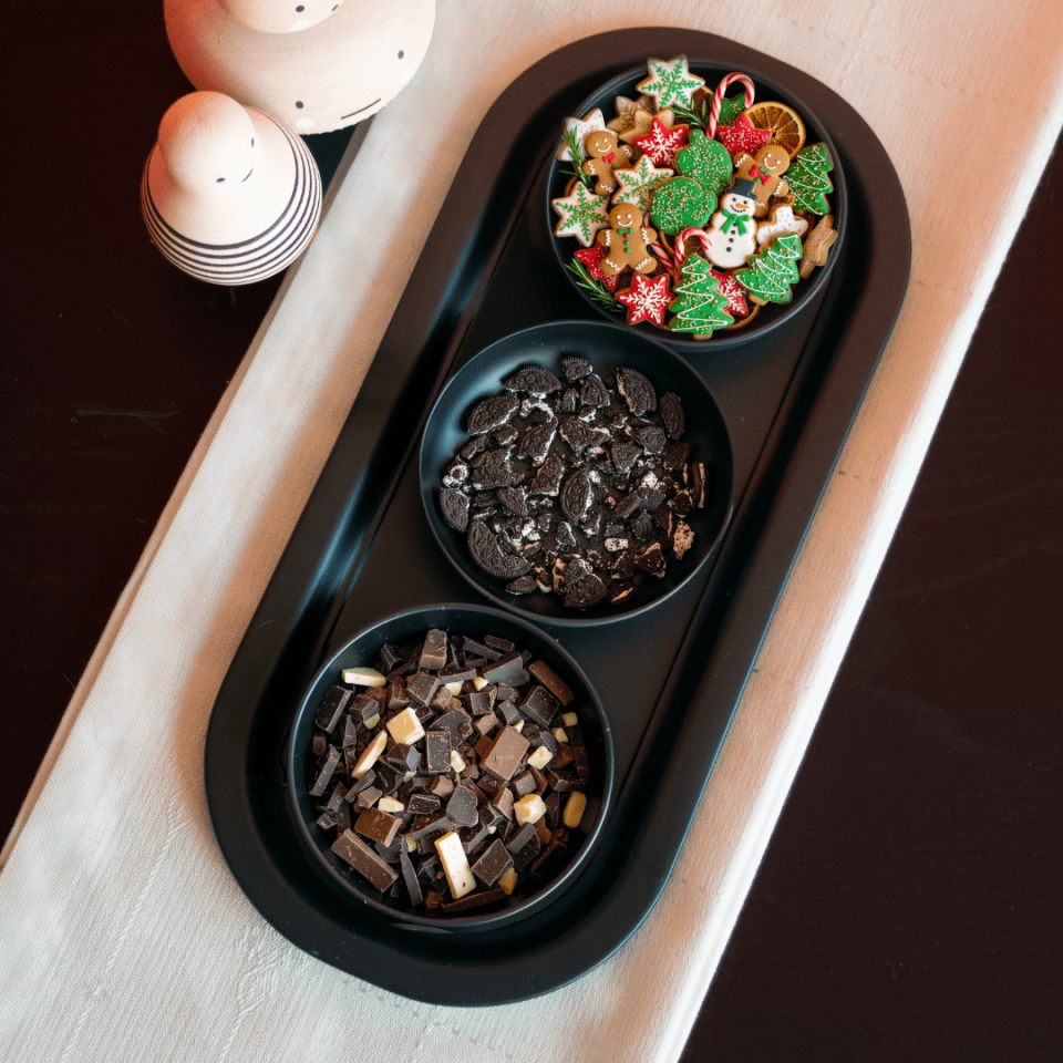 Sarkap Home 3'lü Çerezlik ve Sunumluk Tepsi Seti MatSiyah