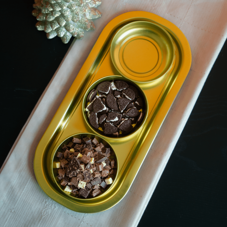 Sarkap Home 3'lü Çerezlik ve Sunumluk Tepsi Seti Gold