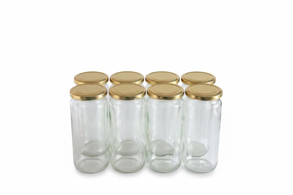 Sarkap Home 8'li 500 ml Kapaklı Cam Kavanoz - Gold Kapak