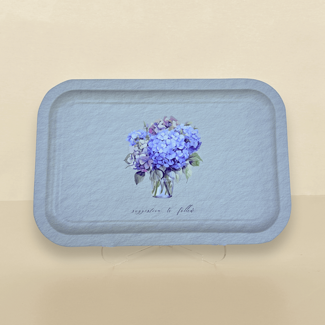 Sarkap Home Ortanca Buketi Sunumluk Metal Tepsi - Mavi