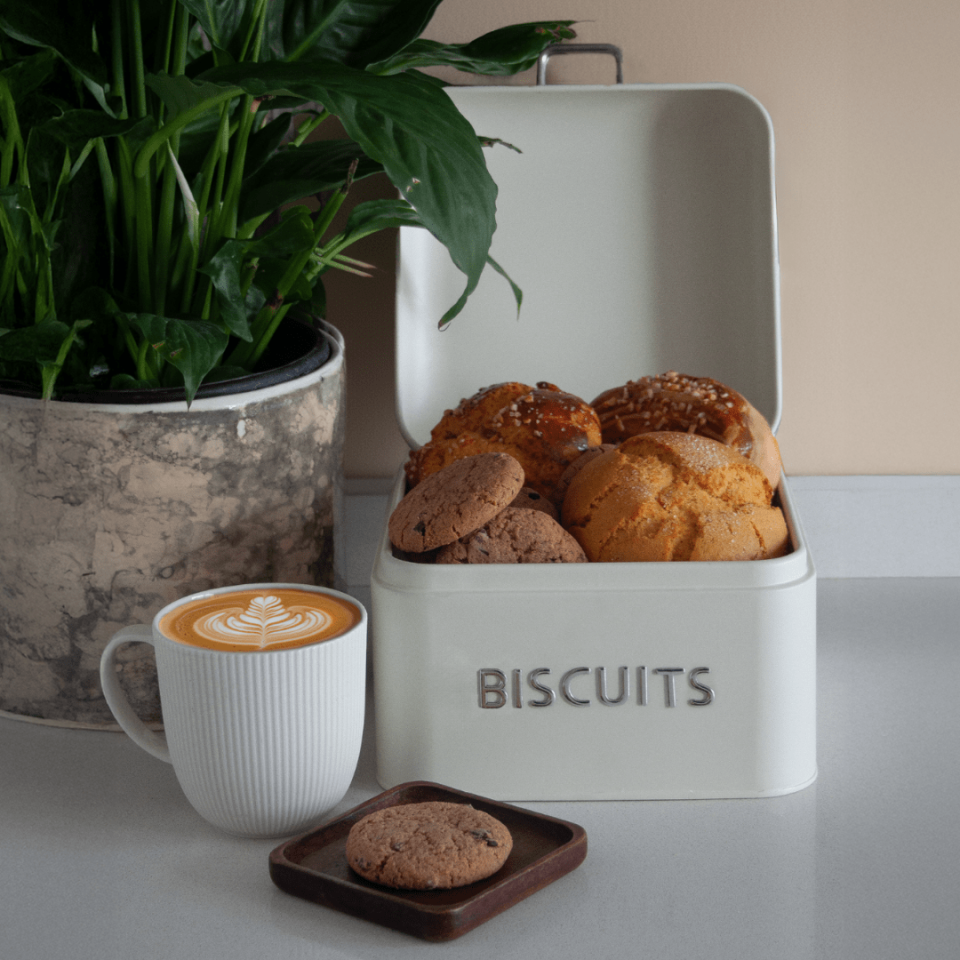 Sarkap Home Biscuits Galvaniz Metal Saklama Kutusu Krem