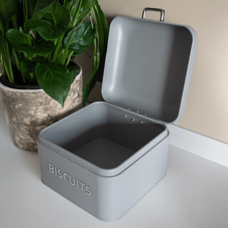 Sarkap Home Biscuits Galvaniz Metal Saklama Kutusu Gri